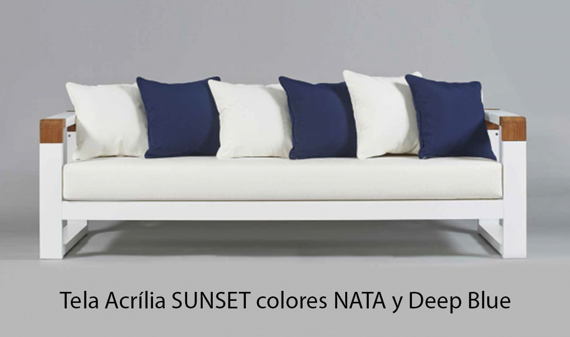 cojines acrilicos azules sofa aluminio