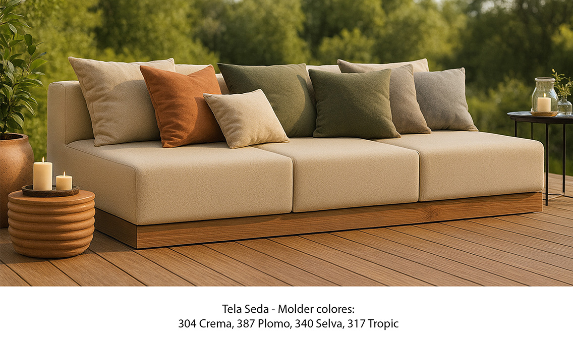 Cojín RESPALDO tela IMPERMEABLE o Dralón, 100% exterior a medida